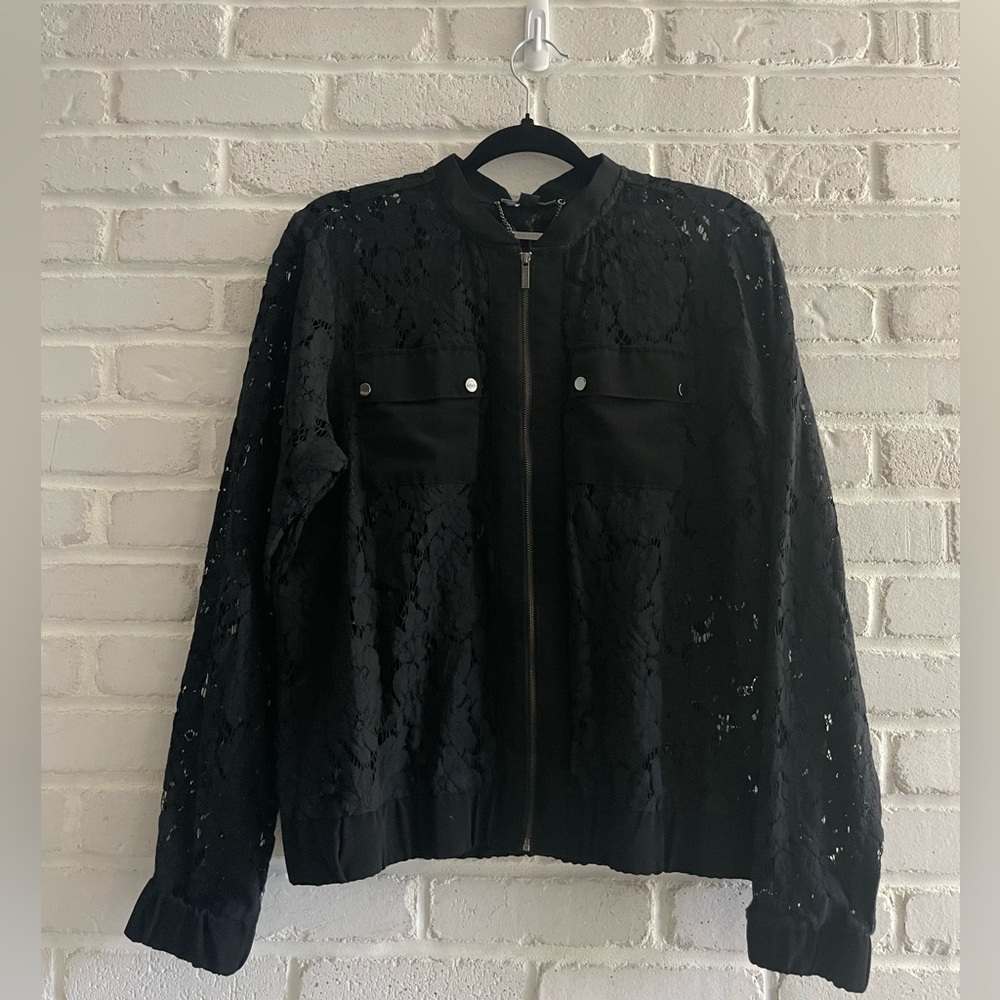 Black Lace Women's Zip Jacket, Size Large